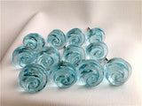 Aqua Blue Glass Swirled Cabinet Knobs 1.50 Inch Set of 12 (s)-Dwyer Home Collection