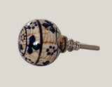 Europa Porcelain Cabinet Knobs Dresser Drawer Pulls Blue and Brown-Dwyer Home Collection