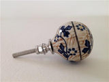 Europa Porcelain Cabinet Knobs Dresser Drawer Pulls Blue and Brown-Dwyer Home Collection