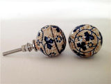 Europa Porcelain Cabinet Knobs Dresser Drawer Pulls Blue and Brown-Dwyer Home Collection