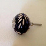 Etched Dark Brown Porcelain Cabinet Knobs Drawer Pulls 1.5 Inch-Dwyer Home Collection