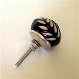 Etched Dark Brown Porcelain Cabinet Knobs Drawer Pulls 1.5 Inch-Dwyer Home Collection