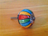 Colorful Mixed Stripes Cabinet Knobs Drawer Pulls Porcelain 1.5 Inch-Dwyer Home Collection