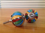 Colorful Mixed Stripes Cabinet Knobs Drawer Pulls Porcelain 1.5 Inch-Dwyer Home Collection