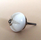 Etched White-On-White Porcelain Cabinet Knobs Pulls 1.50 Inch-Dwyer Home Collection