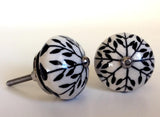 Black Leaves On Porcelain Cabinet Knobs Pulls 1.50 Inch-Dwyer Home Collection