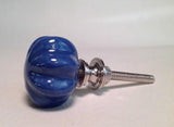 Small Scalloped Blue Cabinet Knobs Pulls Porcelain 1 Inch-Dwyer Home Collection