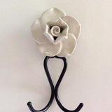 Double Prong Ceramic Flower Hook In Seven Colors 4.75 Inch High-Dwyer Home Collection