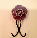 Double Prong Ceramic Flower Hook In Seven Colors 4.75 Inch High-Dwyer Home Collection