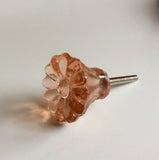 Peach Daisy Glass Drawer Pulls Cabinet Knobs Manufacturer Seconds 1.25 In-Dwyer Home Collection