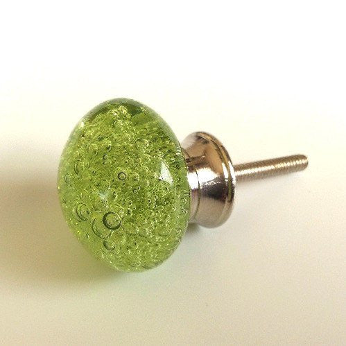 Lime Green Glass Bubble Cabinet Knobs Drawer Pulls 1.50 Inch (s)-Dwyer Home Collection