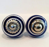 Royal Blue Spirals Cabinet Knobs Drawer Pulls Small Porcelain 1 Inch-Dwyer Home Collection