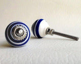 Royal Blue Spirals Cabinet Knobs Drawer Pulls Small Porcelain 1 Inch-Dwyer Home Collection