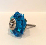 Turquoise Blue Glass Cabinet Knobs 1.75 Inch or 4 Inch Drawer Handles-Dwyer Home Collection