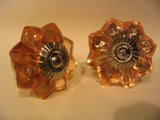amber glass flower drawer pulls cabinet knobs antique style 1.65 in