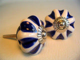 Royal Blue Hearts On White Porcelain Cabinet Knobs Drawer Pulls 1.80 Inch-Dwyer Home Collection