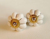 Soft White Porcelain Cabinet Knobs Pulls Gold Accents 1.75 Inch-Dwyer Home Collection