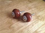 Milk Chocolate Porcelain Cabinet Knobs Dresser Drawer Pulls 1 In-Dwyer Home Collection