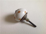 Caramel Polka Dot Porcelain Cabinet Knobs Drawer Pulls 1.50 Inch-Dwyer Home Collection