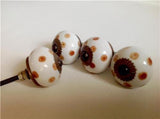 Caramel Polka Dot Porcelain Cabinet Knobs Drawer Pulls 1.50 Inch-Dwyer Home Collection