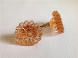 Peach Glass Flower Cabinet Knobs Pulls Vintage Style Set of 8 (s)-Dwyer Home Collection