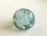 Aqua Blue Glass Bubble Cabinet Knobs Drawers Coastal 1.25 Inch-Dwyer Home Collection