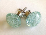 Aqua Blue Glass Bubble Cabinet Knobs Drawers Coastal 1.25 Inch-Dwyer Home Collection