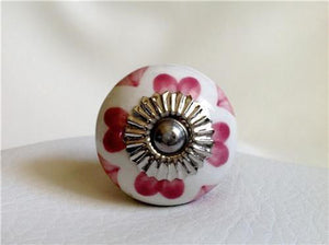 Pink Hearts on White Cabinet Knobs 1.50 Inch or 4 Inch Handles-Dwyer Home Collection