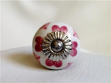 Pink Hearts on White Cabinet Knobs 1.50 Inch or 4 Inch Handles-Dwyer Home Collection