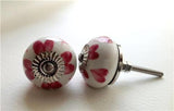 Pink Hearts on White Cabinet Knobs 1.50 Inch or 4 Inch Handles-Dwyer Home Collection