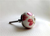 Pink Hearts on White Cabinet Knobs 1.50 Inch or 4 Inch Handles-Dwyer Home Collection