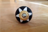 Black and White Cabinet Knobs Etched Porcelain 1.50 Inch-Dwyer Home Collection