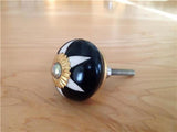 Black and White Cabinet Knobs Etched Porcelain 1.50 Inch-Dwyer Home Collection