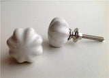 White Porcelain Cabinet Knobs Pulls 1-Inch Scalloped-Dwyer Home Collection