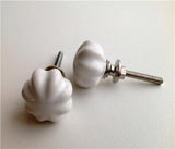 White Porcelain Cabinet Knobs Pulls 1-Inch Scalloped-Dwyer Home Collection