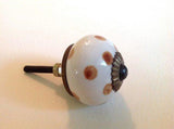 Caramel Polka Dot Porcelain Cabinet Knobs Drawer Pulls 1.50 Inch-Dwyer Home Collection