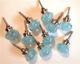 Aqua Glass Bubble Cabinet Knobs Lots of 10 (s)-Dwyer Home Collection