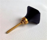 Black Porcelain Cabinet Knobs Pulls 1.25 Or 1.50 Inch Square-Dwyer Home Collection