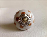 Porcelain Caramel Polka Dot Cabinet Knobs Dresser Drawer Pulls 1.5"-Dwyer Home Collection