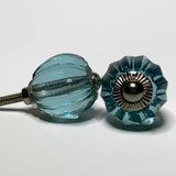 Mini Aqua Faceted Glass Cabinet Knobs 1.00 Inch-Dwyer Home Collection