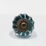 Mini Aqua Faceted Glass Cabinet Knobs 1.00 Inch-Dwyer Home Collection