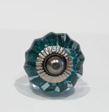 Mini Aqua Faceted Glass Cabinet Knobs 1.00 Inch-Dwyer Home Collection