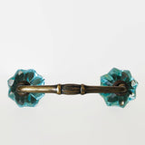 Aqua Blue Glass Flower Cabinet Knobs Handles 1.75 Inch-Dwyer Home Collection