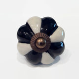 Black and White Porcelain Cabinet Knobs 1.75 Inch-Dwyer Home Collection