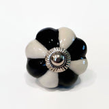 Black and White Porcelain Cabinet Knobs 1.75 Inch-Dwyer Home Collection
