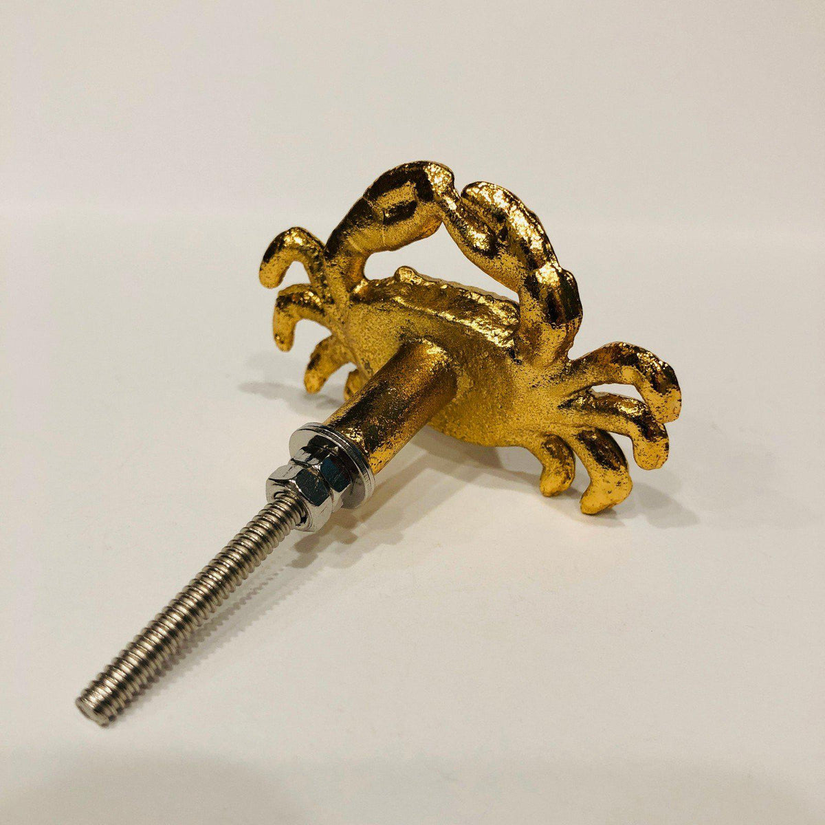 Golden Crab Cabinet Knobs Cast Iron Shellfish 1.75 Inch