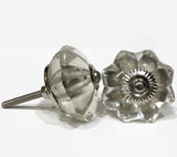 Clear Glass Flower Cabinet Knobs Drawer Pulls 1.50 Inch-Dwyer Home Collection