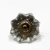 Clear Glass Flower Cabinet Knobs Drawer Pulls 1.50 Inch-Dwyer Home Collection