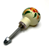 Colorful Floral Cabinet Knobs Drawer Pulls Wooden 1.25 Inch-Dwyer Home Collection