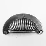Ribbed Cup Handles Cabinet Desk Drawer Pulls Polished Steel 3.80 Inch-Dwyer Home Collection